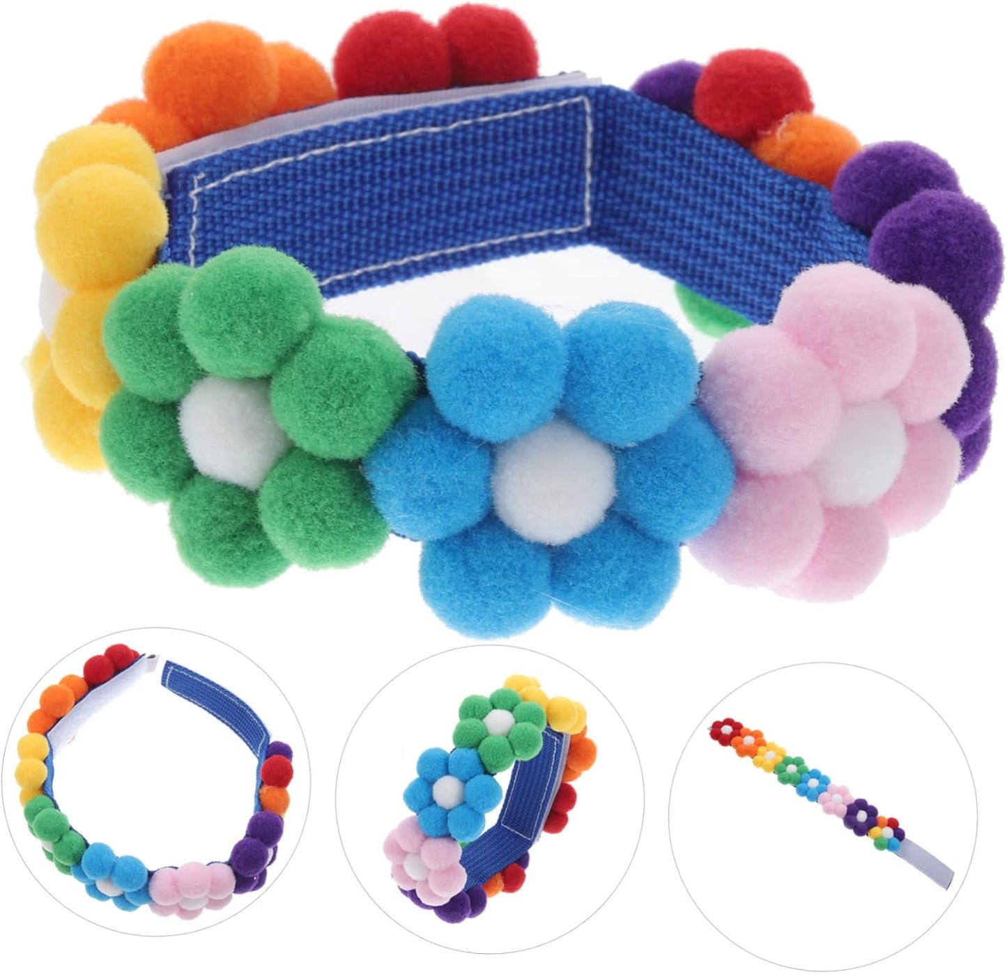 Adjustable Comfortable Pet Collar with Plush Flower Design