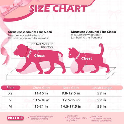 No Pull Vest Harness with Leash for Walking, Adjustable Cute Dog Harness (Pink)