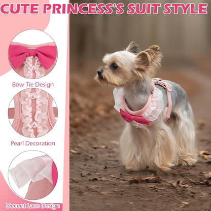 No Pull Vest Harness with Leash for Walking, Adjustable Cute Dog Harness (Pink)